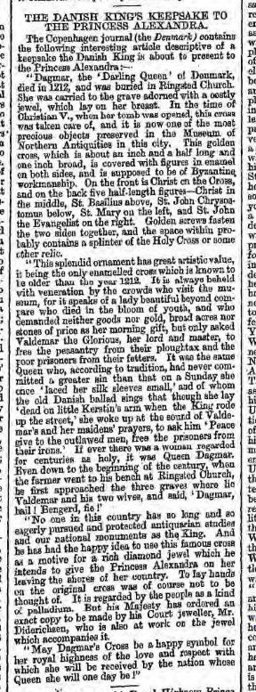 Liverpool Mercury 25 Feb 1863 said to be extract from Danish paper