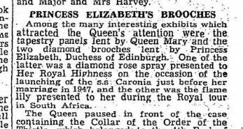 Scotsman 5 Sept 1950 exhibition in Edinburgh Caronia brooch