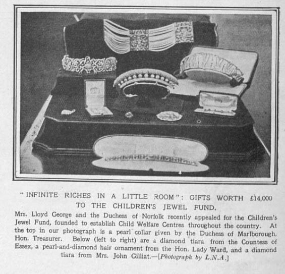 Sketch 9 Jan 1918 tiara donated to Children's Fund