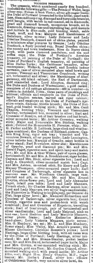 Granthan_Journal_15_June_1889_Winifred_wedding_gifts