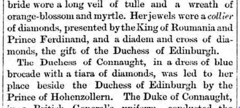 Morning Post 11 Jan 1893 wedding jewels