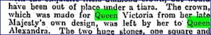 Small diamond crown left to QA The Times 12 Feb 1911 p 17