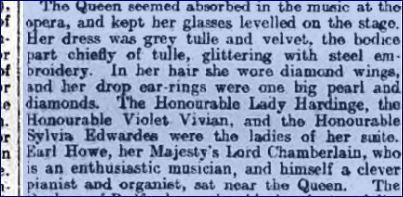 Wings and drop earrings Belfast News-Letter 8 Feb 1909 this seems to be same occasion as described in ISDN