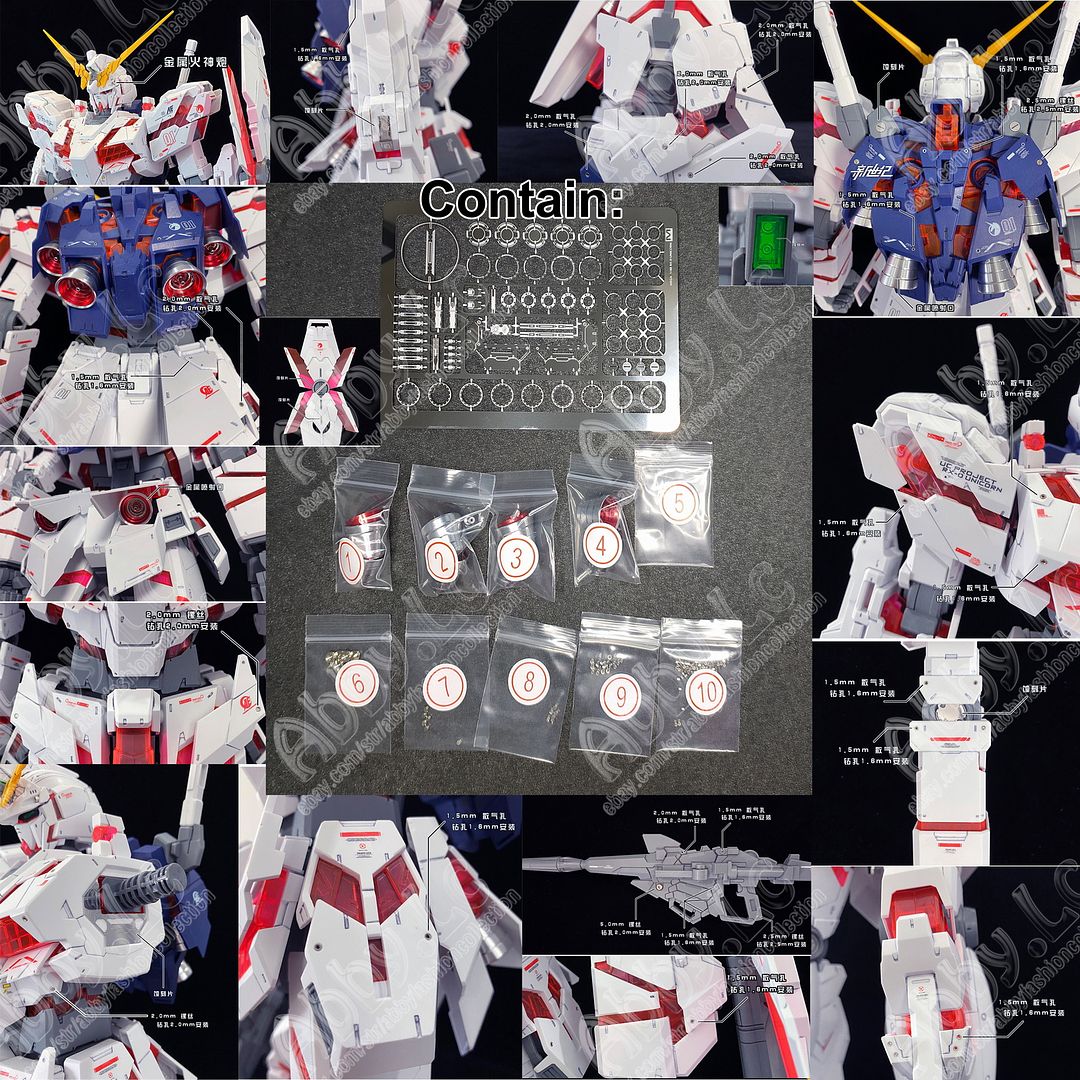 For 1 48 Mega Size Unicorn Gundam Destroy Metal Detail Part Red Photo Etch Sheet Ebay