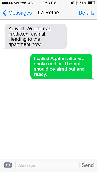 Kara replies that she's spoken with Agathe and had her air out the apartment and get it ready for Cat