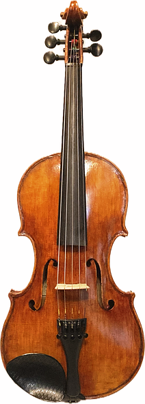 Front plate of 5-string bluegrass fiddle #15 handcrafted in Oregon by Artisanal Luthier Chet Bishop