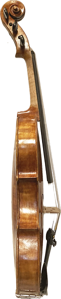 Flamed Big Leaf Maple Sides of 5-string bluegrass fiddle # 15, handcrafted in Oregon by Artisanal Luthier Chet Bishop.