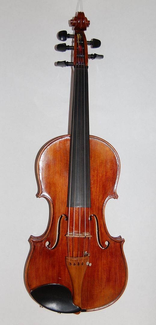  Front view of Completed Five String Fiddle.