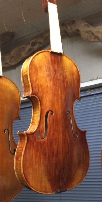 Five-string fiddle Varnish getting close to completion.
