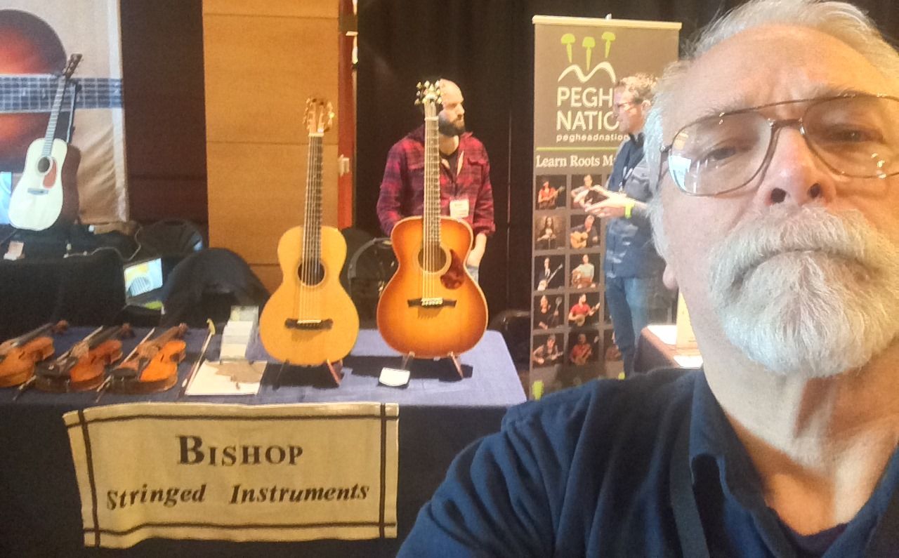 Our little table. Room for two guitars , two five-string fiddles, and one violin.