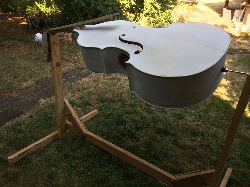 Five-string double bass ready for sealer.