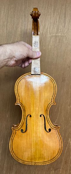 Second Color Coat on 5-string fiddle handcrafted in Oregon by artisanal luthier Chet Bishop