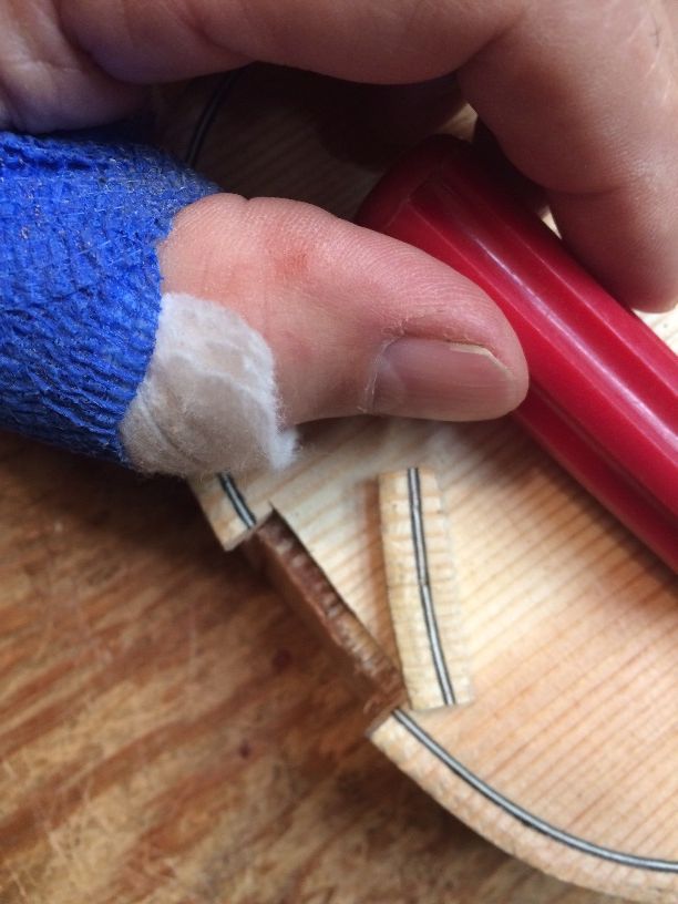 cutting the neck mortise on a 5-string bluegrass fiddle handmade in Oregon by Chet Bishop. Luthier.