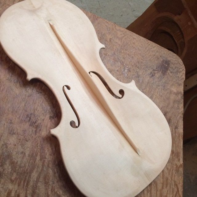 Completed bass bar in the 16-1/2" five-string Viola.