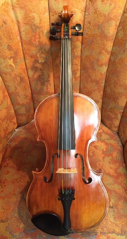 Front view of completed 5-string viola.