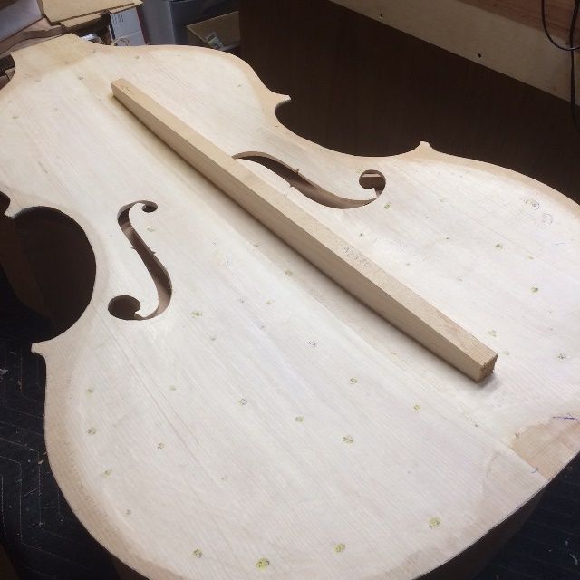 Fitted bass-bar for five-string double bass, ready to carve to shape.