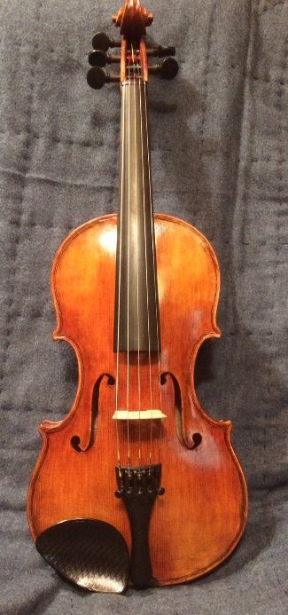 Five-string bluegrass fiddle handmade in Oregon by Chet Bishop, Luthier.