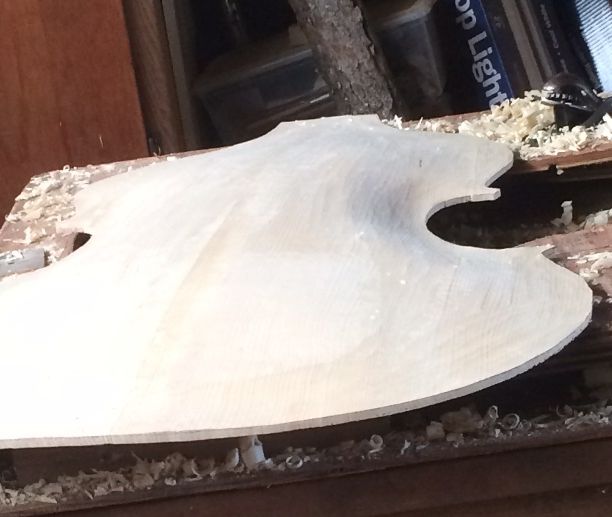 Arching for the 5-string double bass nearing completion.