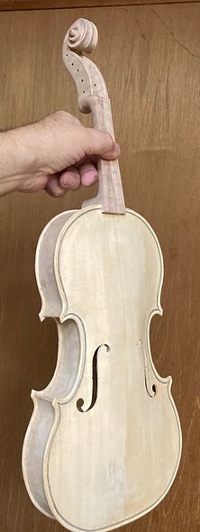 Five String Fiddle ready for varnish, handcrafted in Oregon by artisanal luthier Chet Bishop.
