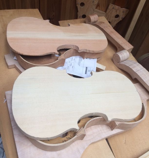 two plates for five string fiddles handmade in Oregon by Chet Bishop