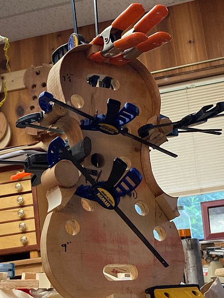 ribs installed for a new 5-string bluegrass fiddle handmade in Oregon by Chet Bishop, Luthier.