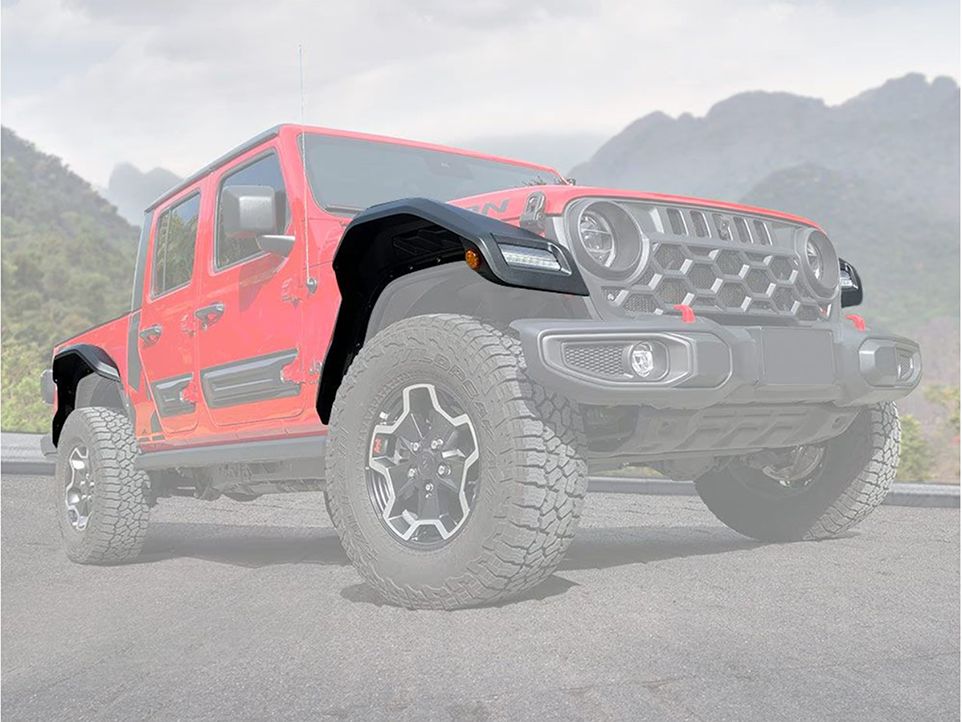 2019-2024 Jeep Gladiator JT Panther Pro Fender Flares w Mud Flaps - Extra Ambar Light 8