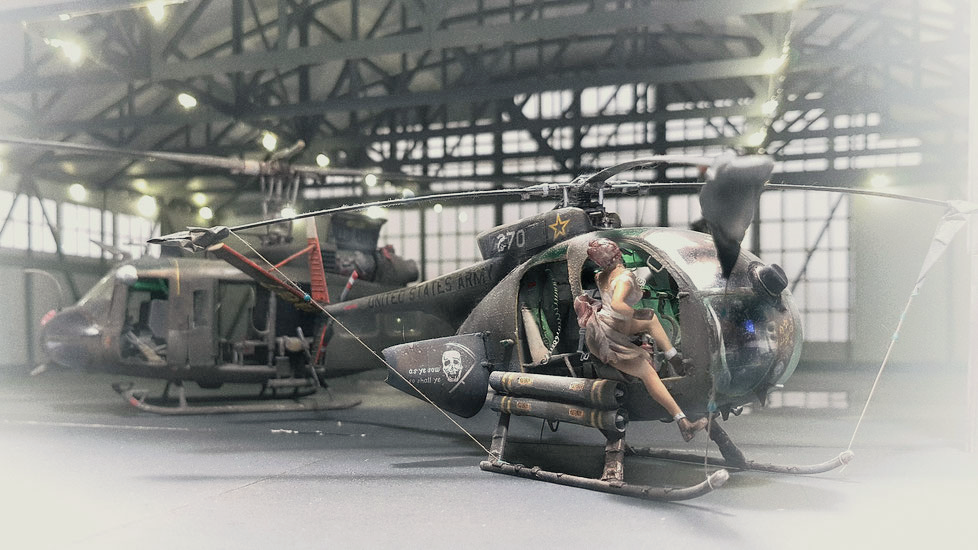 Huges OH-6A Cayuse . Dragon kit 1/35 scale model versionE TROOP, 1/9 Cav, 1st Cav. Div. (AM)  Lai Khe, Vietnam 1970 (edited)_DaNangtiket