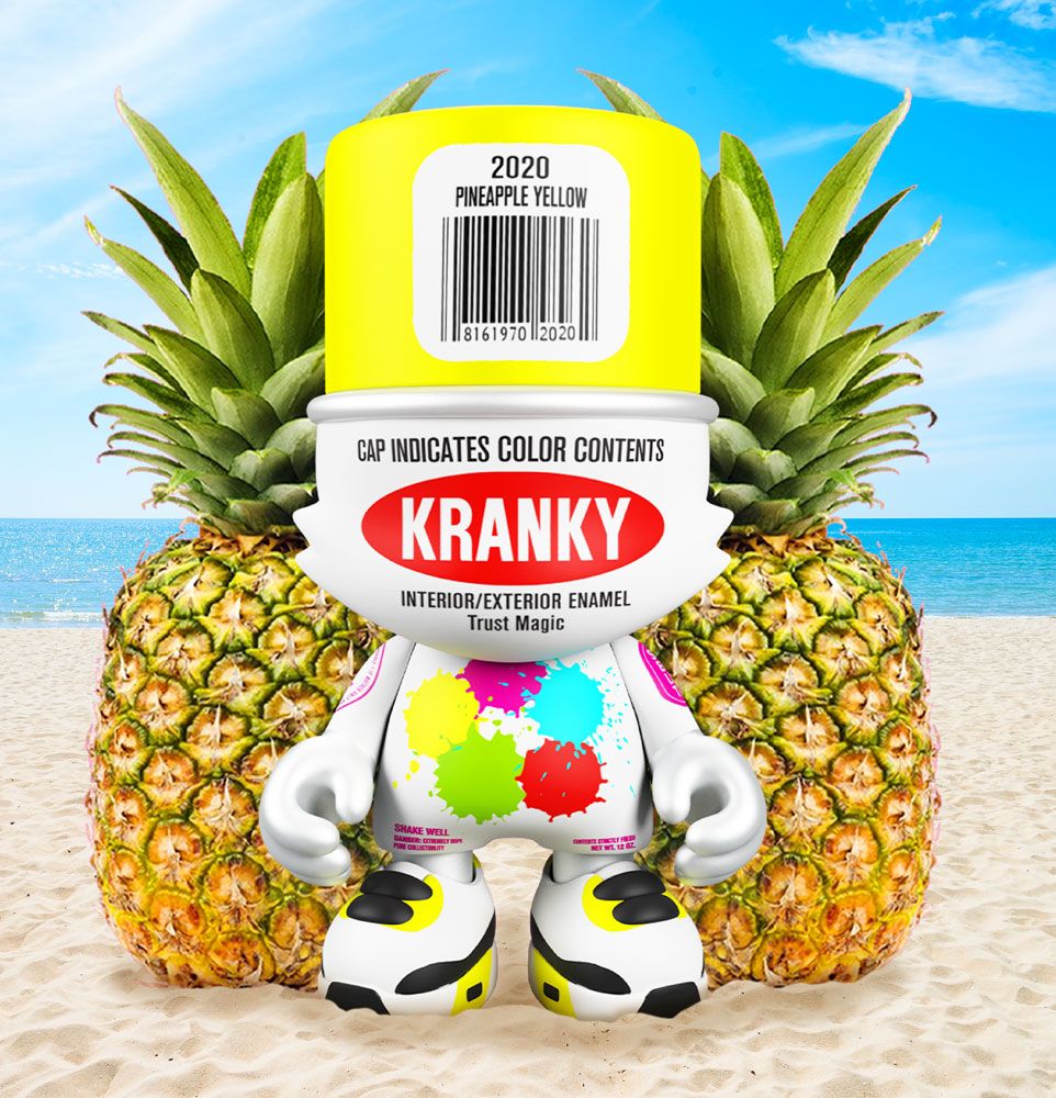 SpankyStokes, Sket One, Graffiti, Rattle Can, Vinyl Toys, Superplastic, Add some tropical flavor to your collection with the “Pineapple Yellow” SuperKranky from Sket One 