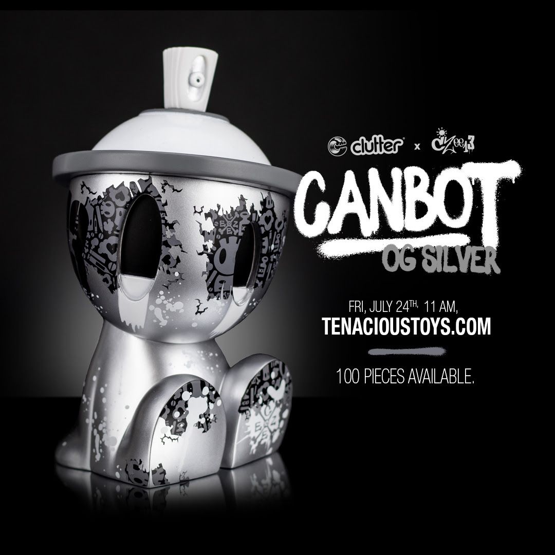 Tenacious Toys, CZee13, SpankyStokes, Clutter, Exclusive, Vinyl Toys, Limited Edition, Rattle Can, Graffiti, Tenacious Toys exclusive OG Silver CANBOT from Czee13 announced