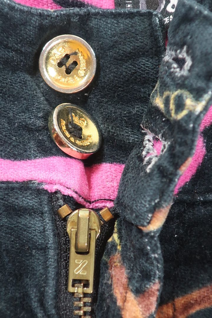 Vintage DOLCE & GABBANA Black Pink Poodle Velvet Pants Jeans