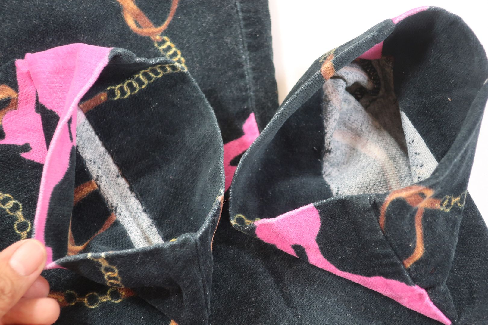 Vintage DOLCE & GABBANA Black Pink Poodle Velvet Pants Jeans