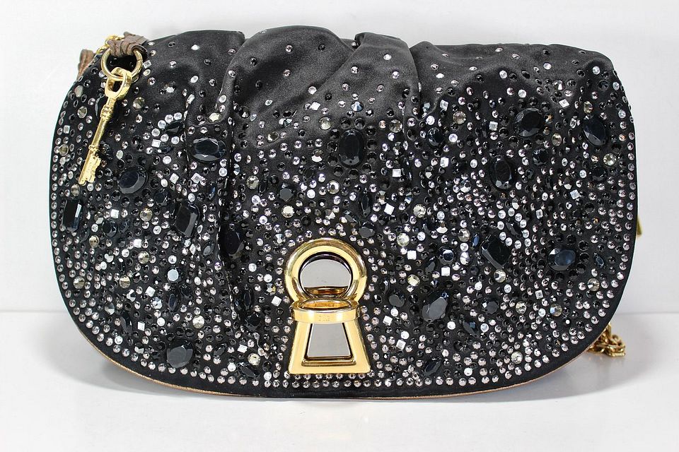 DOLCE & GABBANA Black VLADA Studded Fabric Shoulder Bag DOLCE & GABBANA Black VLADA Studded Fabric Shoulder Bag