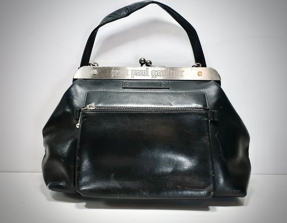Vintage JEAN PAUL GAULTIER Metal Panel Black Leather Frame Vintage JEAN PAUL GAULTIER Metal Panel Black Leather Frame