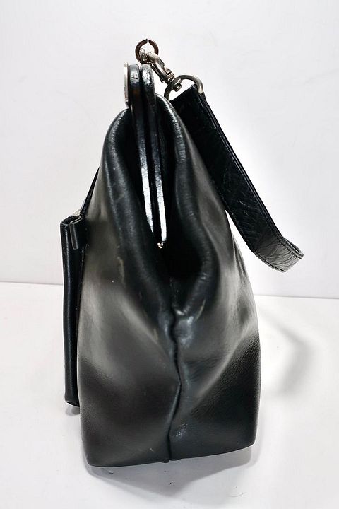 Vintage JEAN PAUL GAULTIER Metal Panel Black Leather Frame Vintage JEAN PAUL GAULTIER Metal Panel Black Leather Frame
