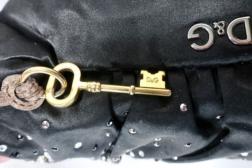 DOLCE & GABBANA Black VLADA Studded Fabric Shoulder Bag DOLCE & GABBANA Black VLADA Studded Fabric Shoulder Bag