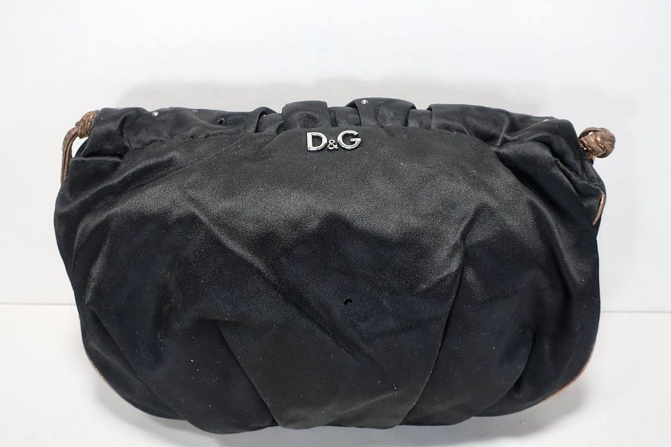 DOLCE & GABBANA Black VLADA Studded Fabric Shoulder Bag DOLCE & GABBANA Black VLADA Studded Fabric Shoulder Bag