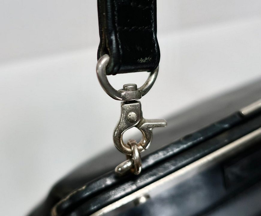 Vintage JEAN PAUL GAULTIER Metal Panel Black Leather Frame Vintage JEAN PAUL GAULTIER Metal Panel Black Leather Frame