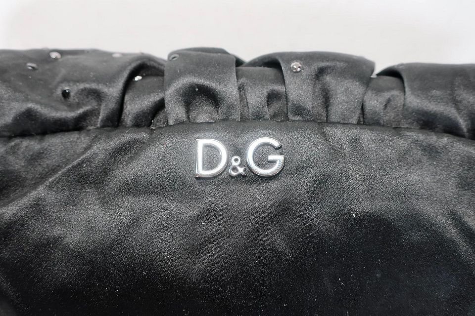 DOLCE & GABBANA Black VLADA Studded Fabric Shoulder Bag DOLCE & GABBANA Black VLADA Studded Fabric Shoulder Bag
