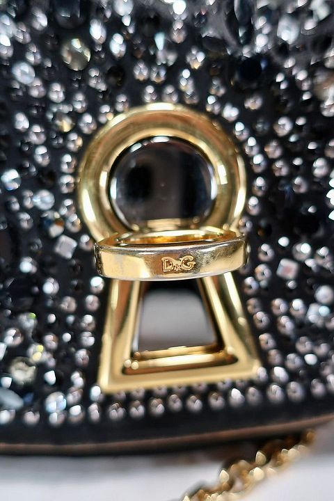 DOLCE & GABBANA Black VLADA Studded Fabric Shoulder Bag DOLCE & GABBANA Black VLADA Studded Fabric Shoulder Bag