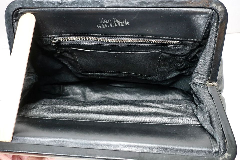 Vintage JEAN PAUL GAULTIER Metal Panel Black Leather Frame Vintage JEAN PAUL GAULTIER Metal Panel Black Leather Frame