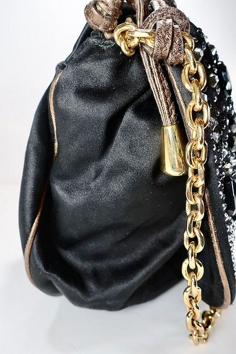 DOLCE & GABBANA Black VLADA Studded Fabric Shoulder Bag DOLCE & GABBANA Black VLADA Studded Fabric Shoulder Bag