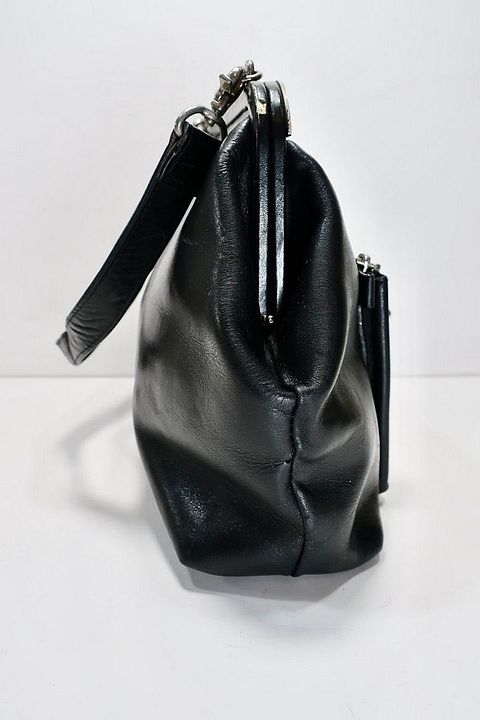 Vintage JEAN PAUL GAULTIER Metal Panel Black Leather Frame Vintage JEAN PAUL GAULTIER Metal Panel Black Leather Frame
