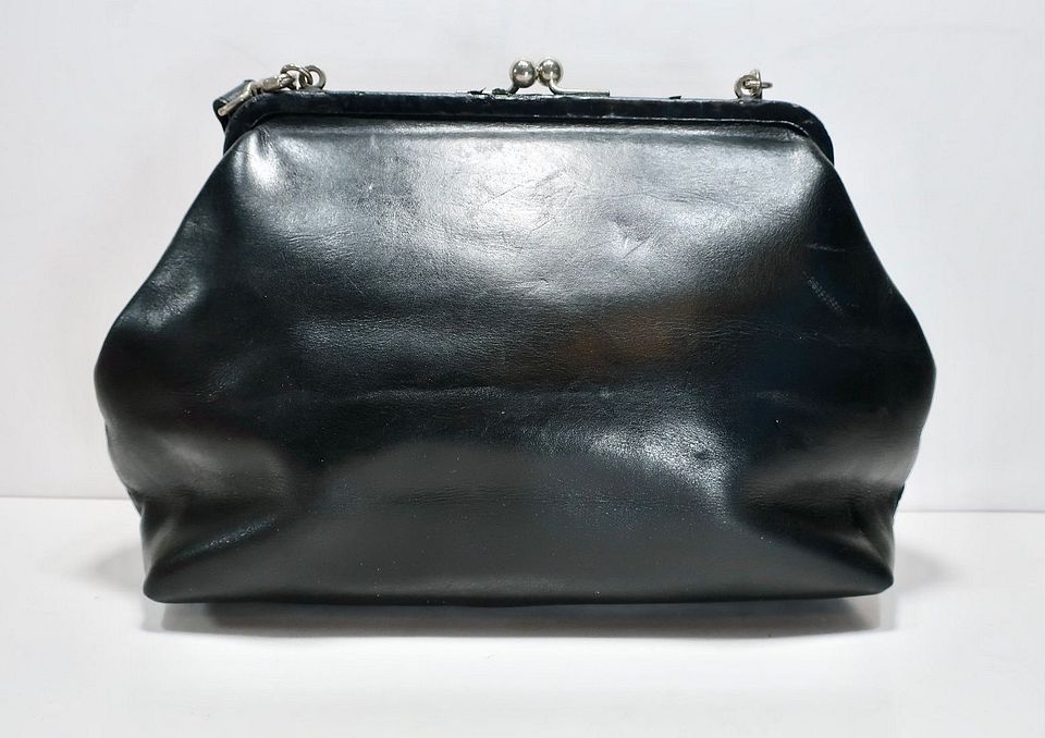 Vintage JEAN PAUL GAULTIER Metal Panel Black Leather Frame Vintage JEAN PAUL GAULTIER Metal Panel Black Leather Frame