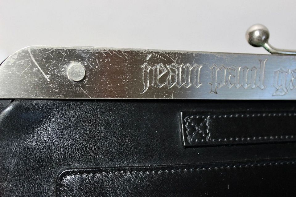 Vintage JEAN PAUL GAULTIER Metal Panel Black Leather Frame Vintage JEAN PAUL GAULTIER Metal Panel Black Leather Frame