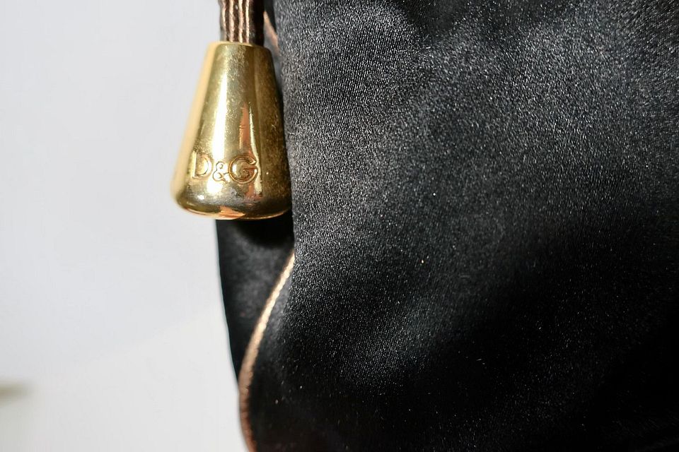 DOLCE & GABBANA Black VLADA Studded Fabric Shoulder Bag DOLCE & GABBANA Black VLADA Studded Fabric Shoulder Bag