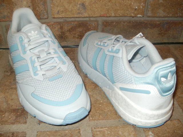 New Adidas ZX 1K Boost Running Shoe B96494 White-Blue MSRP $100 | eBay