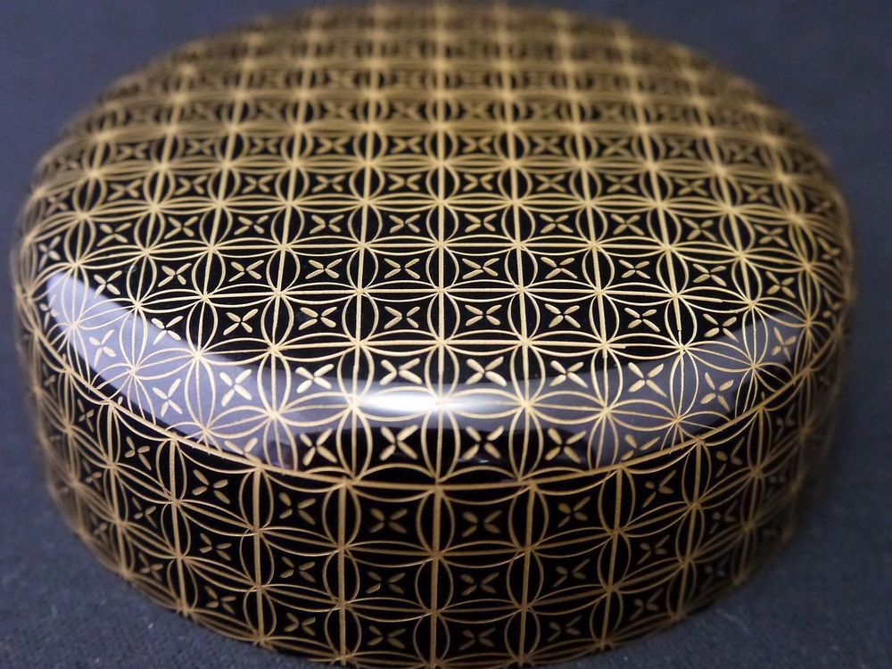 Japan WAJIMA-nuri Lacquer Wooden Tea caddy Shippō design in Japan WAJIMA-nuri Lacquer Wooden Tea caddy Shippō design in