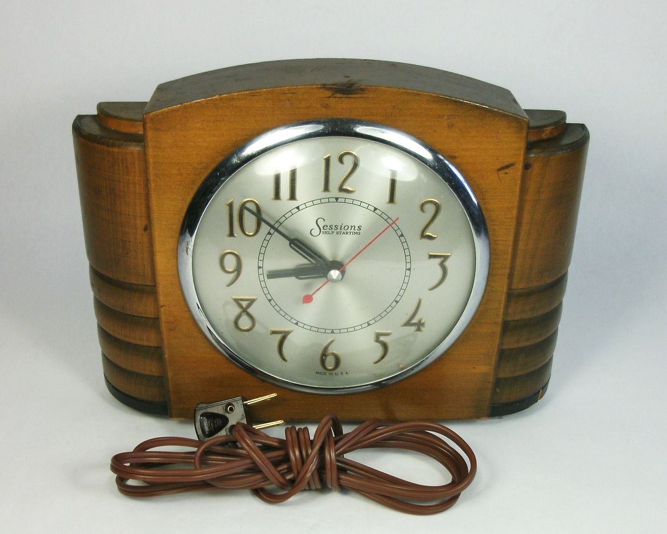 W Vtg Art Deco SESSIONS Model W SELF STARTING ELECTRIC SHELF CLOCK Works EBay