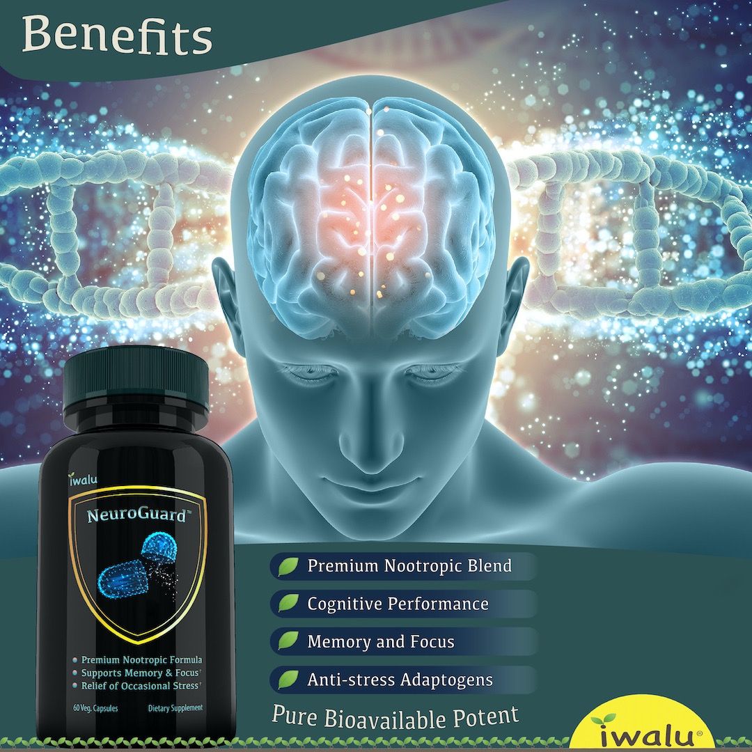 NOOTROPICS with Clinical Doses of Body and Brain SuperFoods Nootropics, Vitamins and Herbal Extracts Support Memory, Mental Energy and Physical Stamina, Enhanced Cognitive Function, Added Attention and Concentration, Premium Anti-Aging Anti-Oxidants - by iwalu!