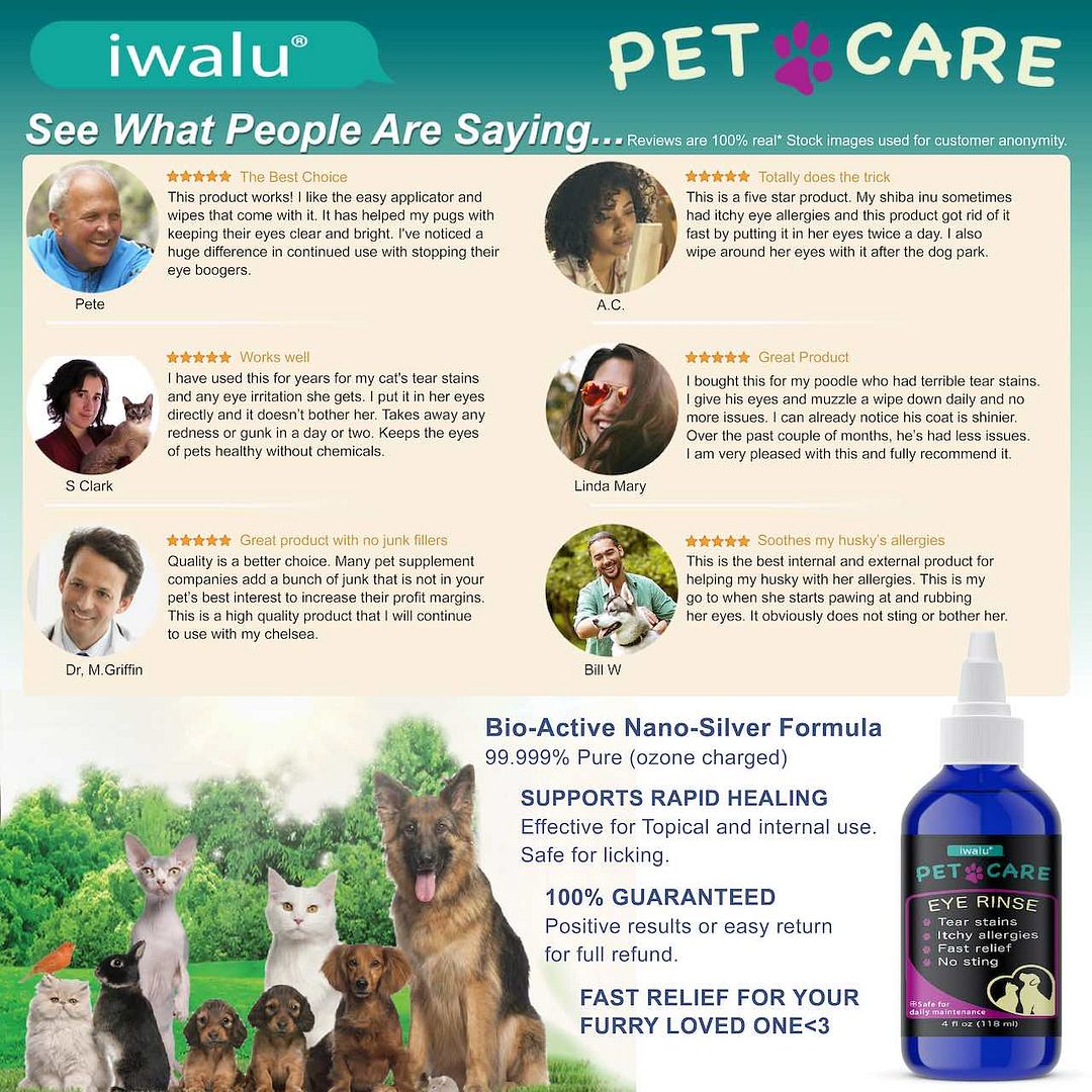 Dog eye drops tear stain wash cleaner infection treatment cure best help cats pets dogs allergy